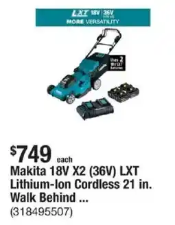 The Home Depot Makita 18V X2 (36V) LXT Lithium-Ion Cordless 21 in. Walk Behind ... offer