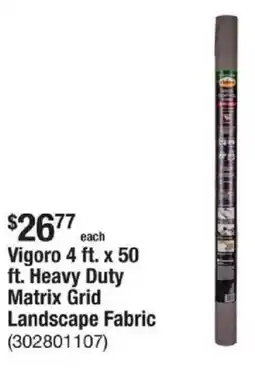 The Home Depot Vigoro 4 ft. x 50 ft. Heavy Duty Matrix Grid Landscape Fabric offer