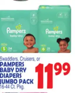 Bravo Supermarkets PAMPERS BABY DRY DIAPERS JUMBO PACK offer