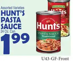 Bravo Supermarkets HUNT'S PASTA SAUCE offer