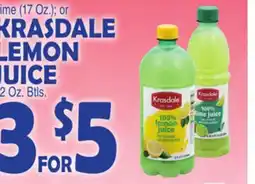 Bravo Supermarkets KRASDALE LEMON JUICE 32 Oz. Btls offer