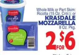 Bravo Supermarkets KRASDALE MOZZARELLA 8 Oz. Pkg offer
