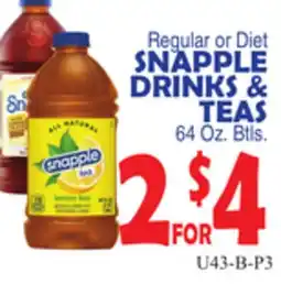 Bravo Supermarkets SNAPPLE DRINKS & TEAS offer