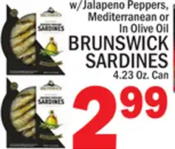 C Town BRUNSWICK SARDINES 4.23 Oz. Can offer