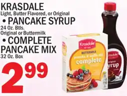 C Town KRASDALE, PANCAKE SYRUP, COMPLETE PANCAKE MIX offer