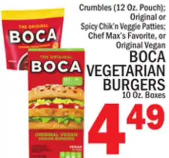 C Town BOCA VEGETARIAN BURGERS 10 Oz. Boxes offer