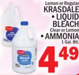C Town KRASDALE LIQUID BLEACH Clear or Lemon AMMONIA 1 Gal. Btl offer