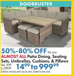Boscov's ALMOST ALL Patio Dining, Seating Sets, Umbrellas, Cushions, & Pillows offer