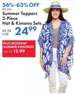 Boscov's Summer Toppers 2-Piece Hat & Kimono Sets offer