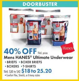 Boscov's Mens HANES Ultimate Underwear BRIEFS offer
