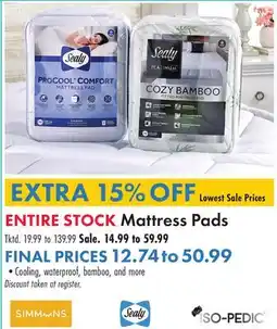 Boscov's ENTIRE STOCK Mattress Pads offer