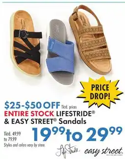 Boscov's ENTIRE STOCK LIFESTRIDE & EASY STREET Sandals offer