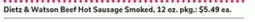 ACME Dietz & Watson Beef Hot Sausage Smoked offer