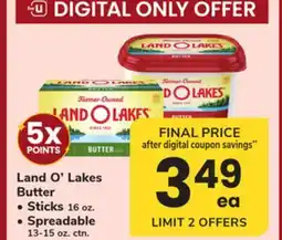 ACME Land O'Lakes Butter, Sticks 16 oz., Spreadable 13-15 oz. ctn offer