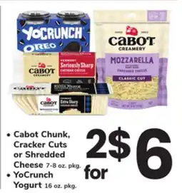 ACME Cabot Chunk, Cracker Cuts or Shredded Cheese 7-8 oz. pkg. YoCrunch Yogurt 16 oz. pkg offer