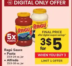 ACME Ragú Sauce Pasta 23.9-24 oz. jar, Alfredo 15.5-16 oz. jar offer