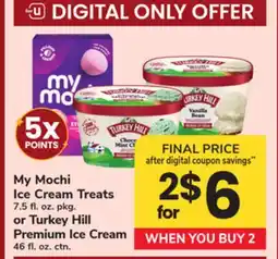 ACME My Mochi Ice Cream Treats 7.5 fl. oz. pkg. or Turkey Hill Premium Ice Cream 46 fl. oz. ctn offer