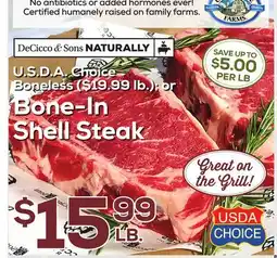 DeCicco & Sons Bone-In Shell Steak offer