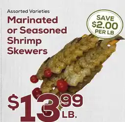 DeCicco & Sons Marinated or Seasoned Shrimp Skewers offer