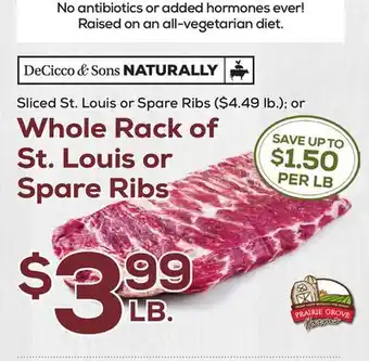 DeCicco & Sons Whole Rack of St. Louis or Spare Ribs offer