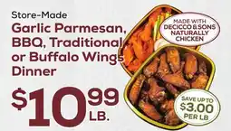 DeCicco & Sons Garlic Parmesan, BBQ, Traditional, or Buffalo Wings Dinner offer