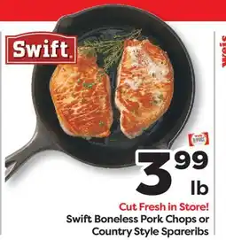 Weis Markets Swift Boneless Pork Chops or Country Style Spareribs offer