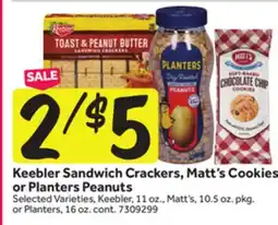Stop&Shop Keebler Sandwich Crackers, Matt's Cookies or Planters Peanuts offer