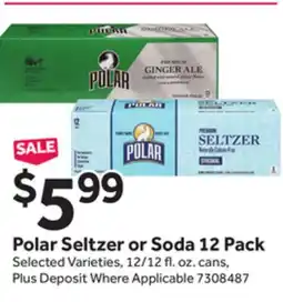 Stop&Shop Polar Seltzer or Soda 12 Pack offer
