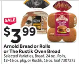 Stop&Shop Arnold Bread or Rolls or The Rustik Oven Bread offer