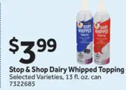 Stop&Shop Stop & Shop Dairy Whipped Topping offer