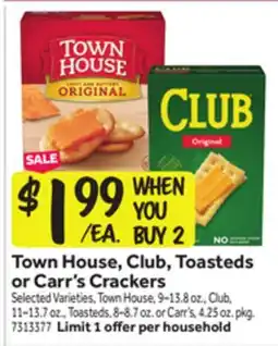 Stop&Shop Town House, Club, Toasteds or Carr's Crackers offer
