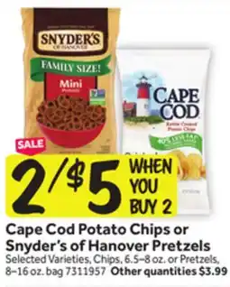 Stop&Shop Cape Cod Potato Chips or Snyder's of Hanover Pretzels offer