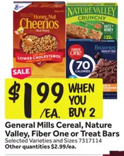 Stop&Shop General Mills Cereal, Nature Valley, Fiber One or Treat Bars offer