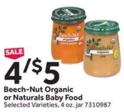 Stop&Shop Beech-Nut Organic or Naturals Baby Food offer
