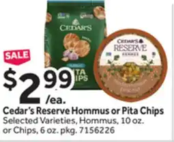 Stop&Shop Cedar's Reserve Hommus or Pita Chips offer