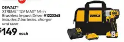 Lowe's XTREME 12V MAX+ 1/4-in Brushless Impact Driver offer
