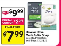 Stop&Shop Dove or Dove Men's 6-Bar Soap offer