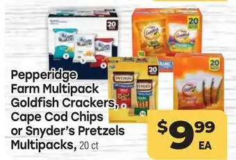 Tony’s Fresh Market Pepperidge Farm Multipack Goldfish Crackers, Cape Cod Chips or Snyder's Pretzels Multipacks, 20 ct offer