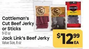 Tony’s Fresh Market Cattleman's Cut Beef Jerky or Sticks 9-12 oz Jack Link's Beef Jerky, Value Size, 8 oz offer