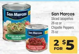 Tony’s Fresh Market San Marcos Sliced Jalapeños 26 oz or Chipotle Peppers 7.5oz offer