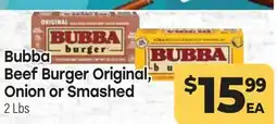 Tony’s Fresh Market Bubba Beef Burger Original, Onion or Smashed offer