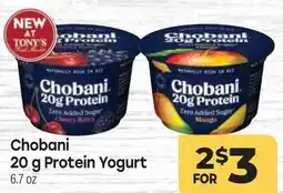 Tony’s Fresh Market Chobani 20 g Protein Yogurt offer