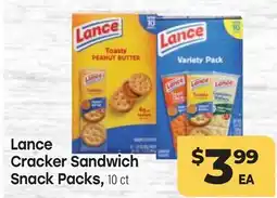 Tony’s Fresh Market Lance Cracker Sandwich Snack Packs offer