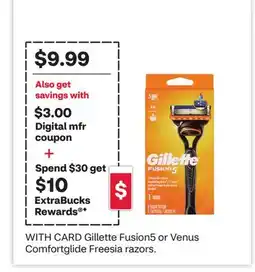 CVS Gillette Fusion5 or Venus Comfortglide Freesia razors offer