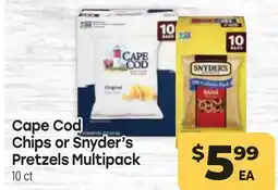 Tony’s Fresh Market Cape Cod Chips or Snyder's Pretzels Multipack 10ct offer