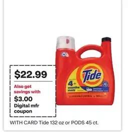 CVS Tide 132 oz or PODS 45 ct offer