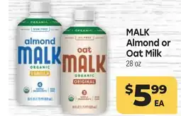 Tony’s Fresh Market MALK Almond or Oat Milk offer