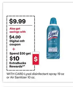 CVS Lysol disinfectant spray 19 oz or Air Sanitizer 10 oz offer