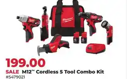 Runnings Milwaukee M12 Cordless 5 Tool Combo Kit offer