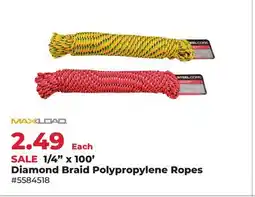 Runnings 1/4 x 100' Diamond Braid Polypropylene Ropes offer
